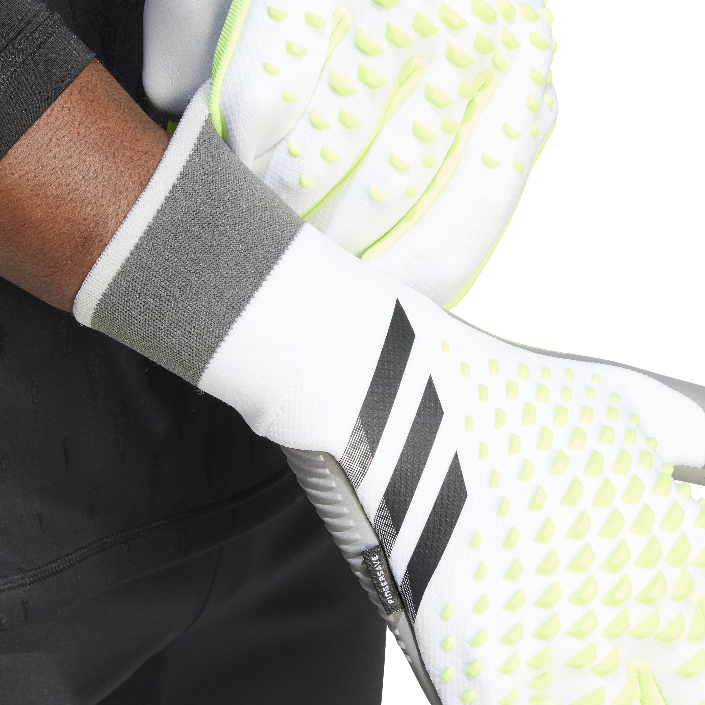 Adidas Predator Match Fingersave Youth Goalkeeper Gloves, White/Lucid Lemon/Black / 7