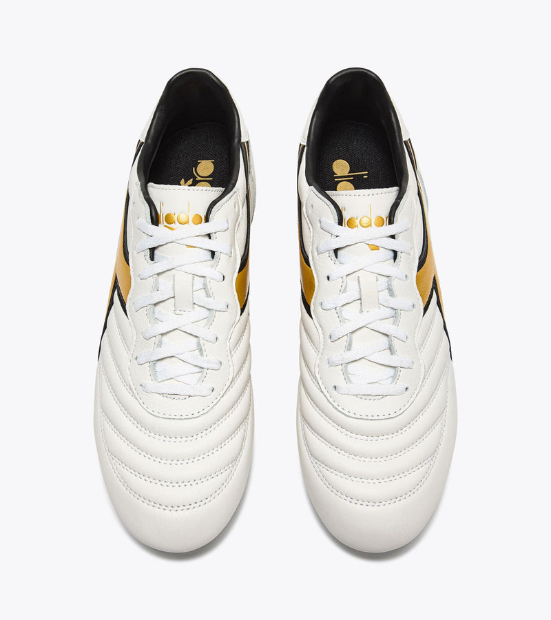 Diadora Brasil LT + MDPU Firm Ground Football Boots White/Gold