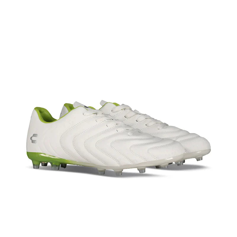 Charly Encore FG Firm Ground Football Boots White/Green