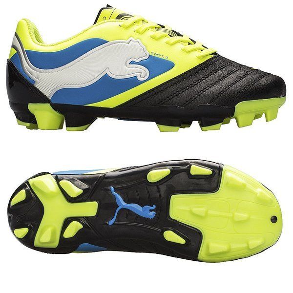 PUMA JR PowerCat 3 FG Firm Ground Boots Black/Fluorescent