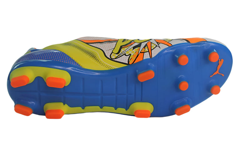 PUMA EvoPOWER 3.2 Pop FG Jr Firm Ground Football Boots White/Orange/Blue