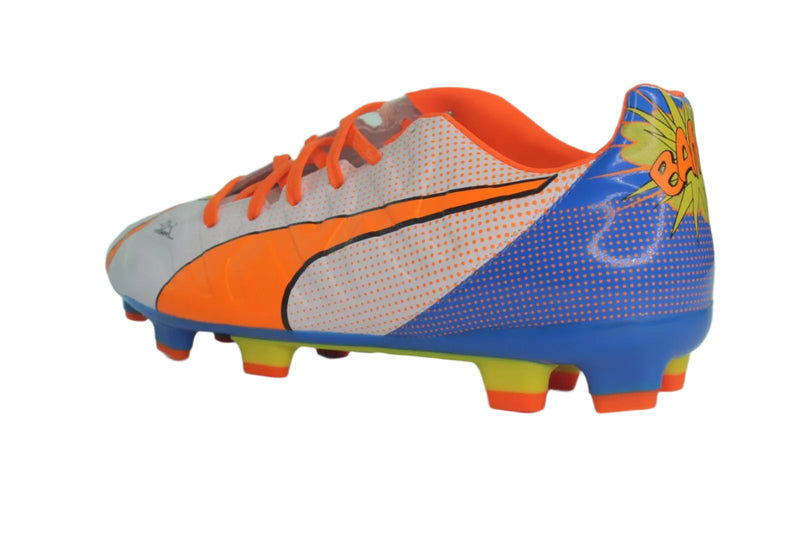 PUMA EvoPOWER 3.2 Pop FG Jr Firm Ground Football Boots White/Orange/Blue